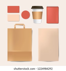 Paper branding mockup vector set