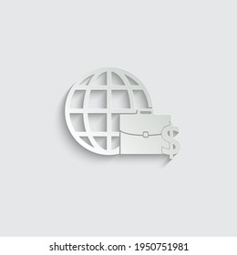 icono comercial del vector de portada de papel. Negocios de Globe 
