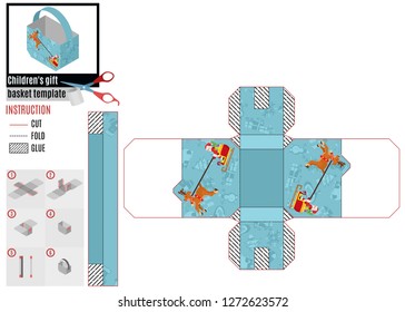 paper bright box. with santa claus flat sleigh