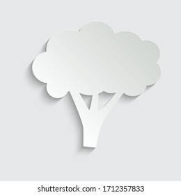 paper Broccoli icon. vector broccoli branch sign 