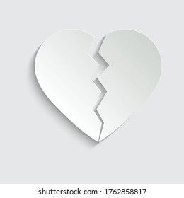 paper broken heart icon separated symbol black vector 