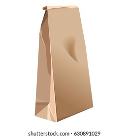 Paper brown bag 3D realistic vector isolated icon