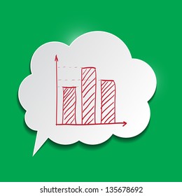 Paper bubble with chart on green background