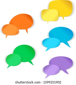  paper bubbles for speech on an orange background. Abstract design. Vector illustration.
