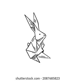 Paper bunny on legs sketch vector illustration art