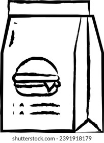 Paper burger bag hand drawn vector illustration