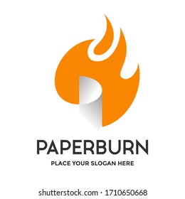 Paper Burn Vector Logo Template. This Design Use Fire Symbol.