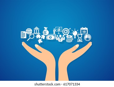 Paper Business Chain. paper chain of various elements.