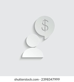paper business chat icon vector , finance chat businessman talk about money sign