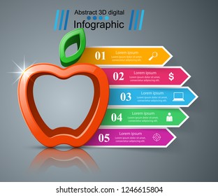 Paper business infographic. Apple icon. Vector eps 10