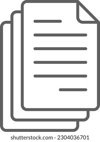 Paper Business and office icon with black outline style. document, page, sheet, write, message, blank, form. Vector illustration