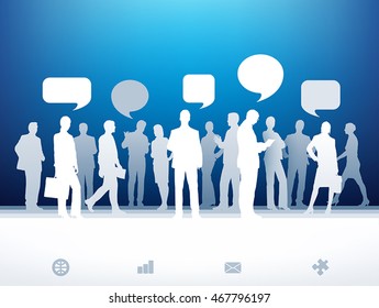 Paper business silhouettes. Business illustration: set of paper vector silhouettes with speech bubbles