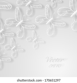 Paper butterflies; Abstract vector background 