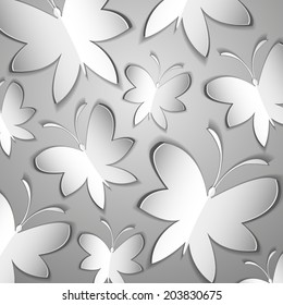 paper butterflies on a gray background