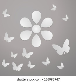 paper butterfly and flower vector