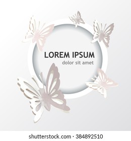 paper butterfly frame. Vector