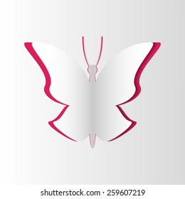 paper butterfly on pink background. Vector
