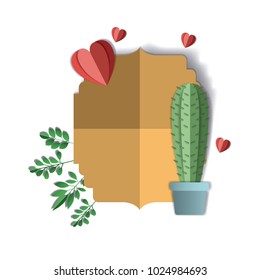 paper cactus with hearts digital craft