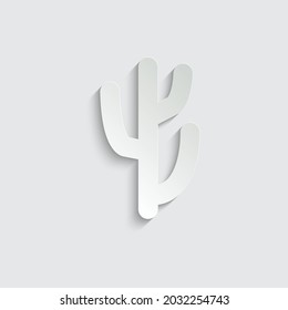 paper cactus icon - black vector sign