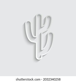 paper cactus icon - black vector sign