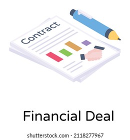 Paper with calculator denoting isometric icon of bookkeeping 

