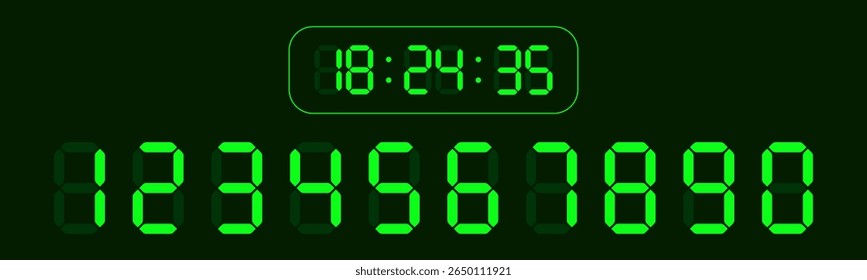 Paper Calculator, Digital Numbers and shadow design vector illustration. Digital clock numbers set.
