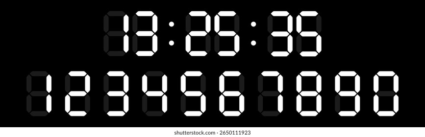Paper Calculator, Digital Numbers and shadow design vector illustration. Digital clock numbers set.