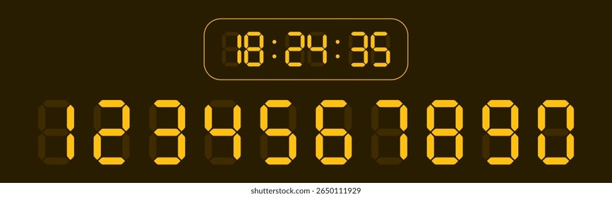 Paper Calculator, Digital Numbers and shadow design vector illustration. Digital clock numbers set.