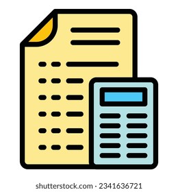 Paper calculator icon outline vector. Help child. Homework kid color flat