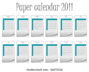 paper calendar 2011 against white background, abstract vector art illustration