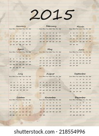 Paper calendar 2015