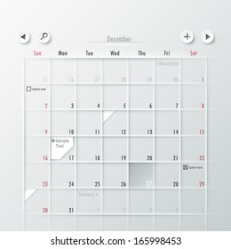 Paper Calendar Design. Vector. Can be used for web design and  workflow layout