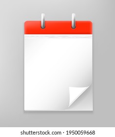 Paper calendar mockup with empty page. Template for a text