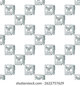 Paper with candlestick pattern vector electronic trading document concept outline seamless pattern