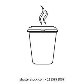 
A paper cap (container) with hot coffee. Icon. 