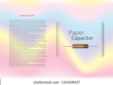 Paper capacitor diagram and text information pattern on glass banner,vector illustration design,eps10.