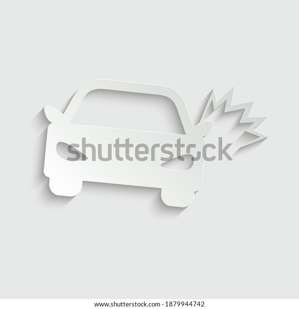 paper car accident\
icon. crach car icon