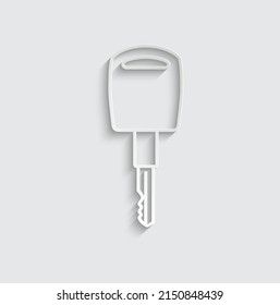 paper car key - vector icon sign