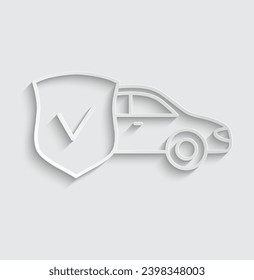 Papier Auto-Schutzsymbol Vektorschild Auto-Schutzschild Auto-Versicherung Symbol
