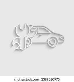paper car service icon car icon with repair Icon vector