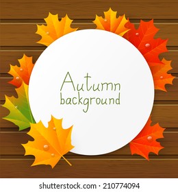 Paper card with autumn leaves