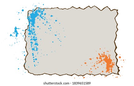 Paper card with color ink blots. Simple composition. Vector illustration