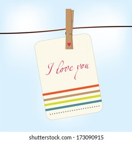 Paper card hang on clothesline