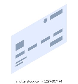 Paper card icon. Isometric of paper card vector icon for web design isolated on white background