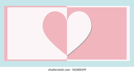 paper card with red sign of heart as mockup for decoration or symbol of valentine's day