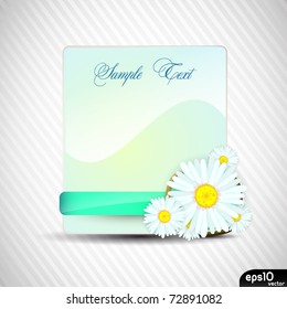 Paper card with spring flower on ribbon