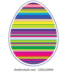 Paper card template with multicolor striped easter egg.