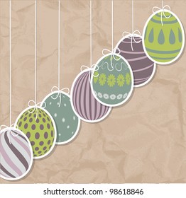 Paper card with vintage Easter eggs
