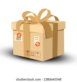 Paper Cardboard Gift Box - Post Package Vector Icon