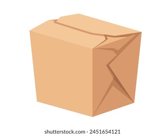 Caja de embalaje de papel o cartón para comida rápida para llevar Ilustración vectorial de comida aislada sobre fondo blanco